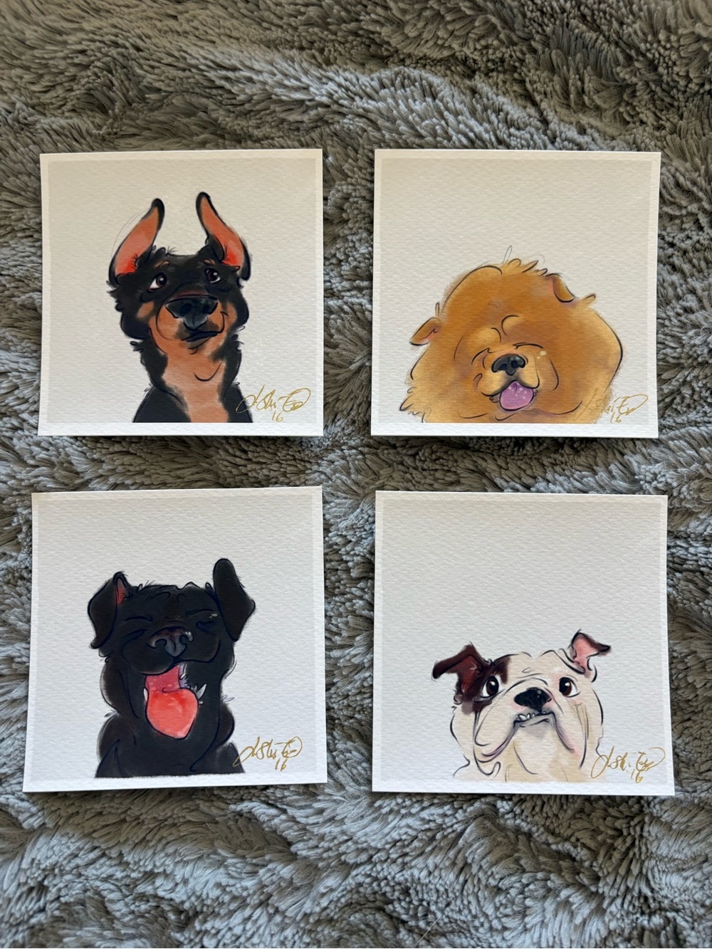 Mini Art Pet Portrait - Mixed Dog Portrait Set (Black, Tan, Brown, White)